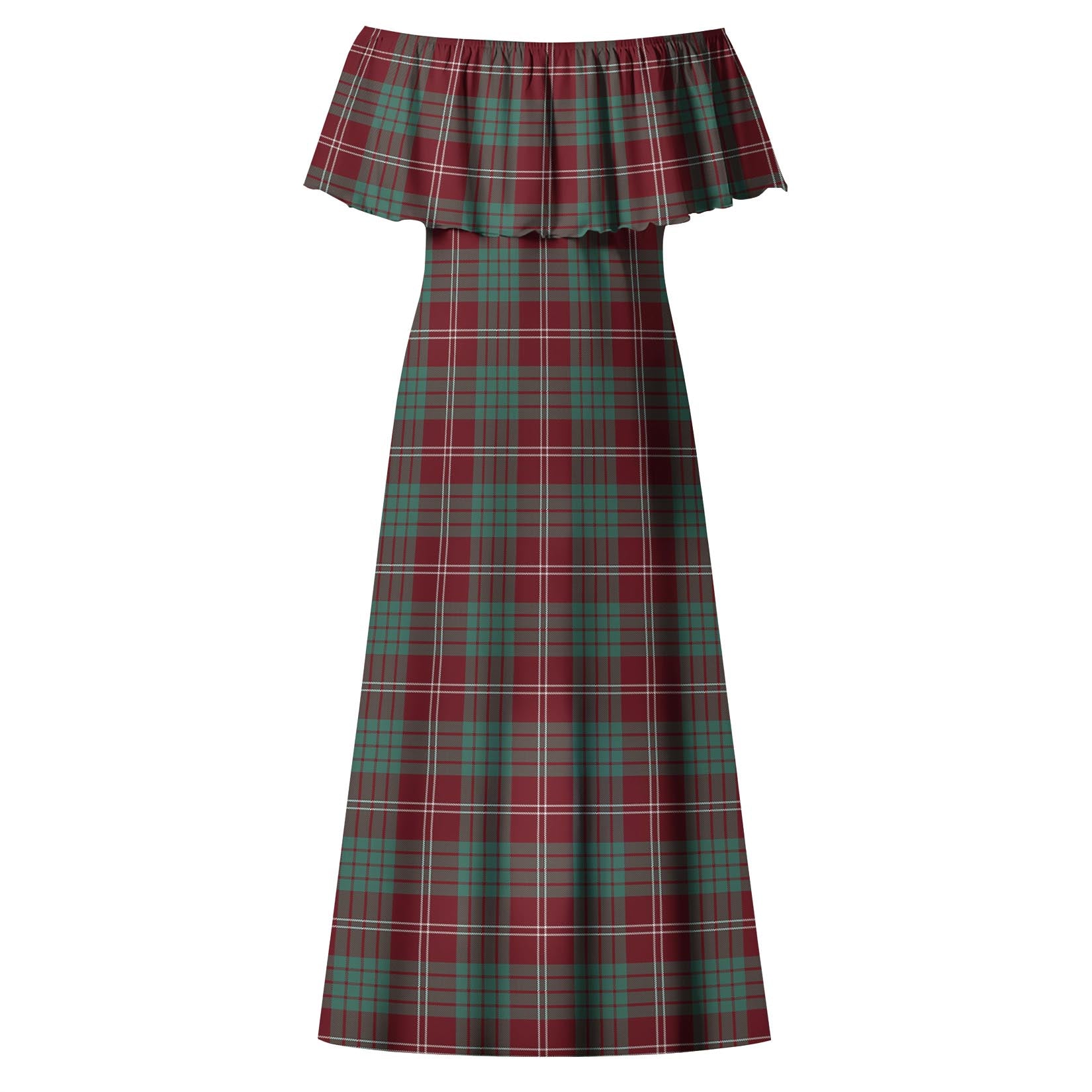 Crawford Modern Tartan Off Shoulder Long Dress - Tartanvibesclothing