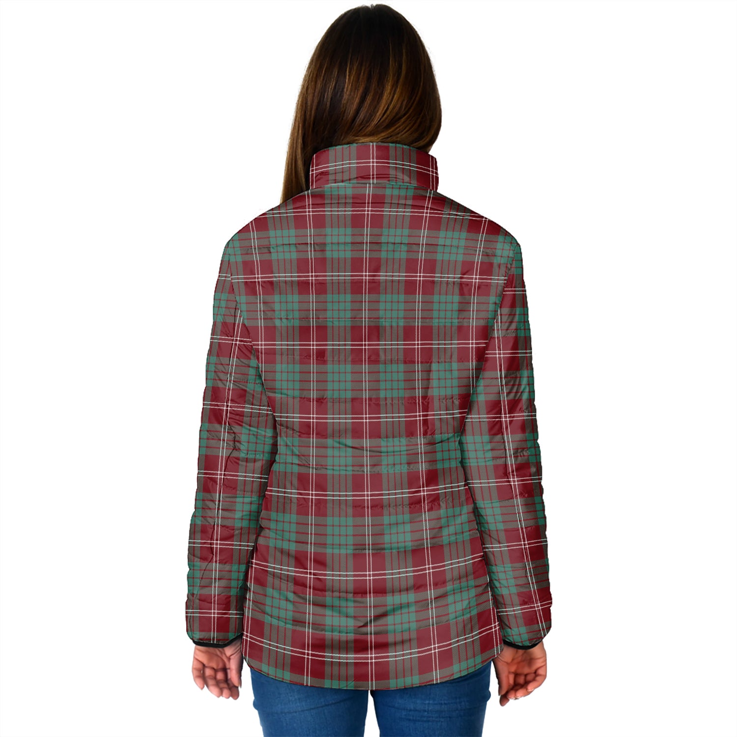 Crawford Modern Tartan Padded Jacket with Family Crest - Tartanvibesclothing