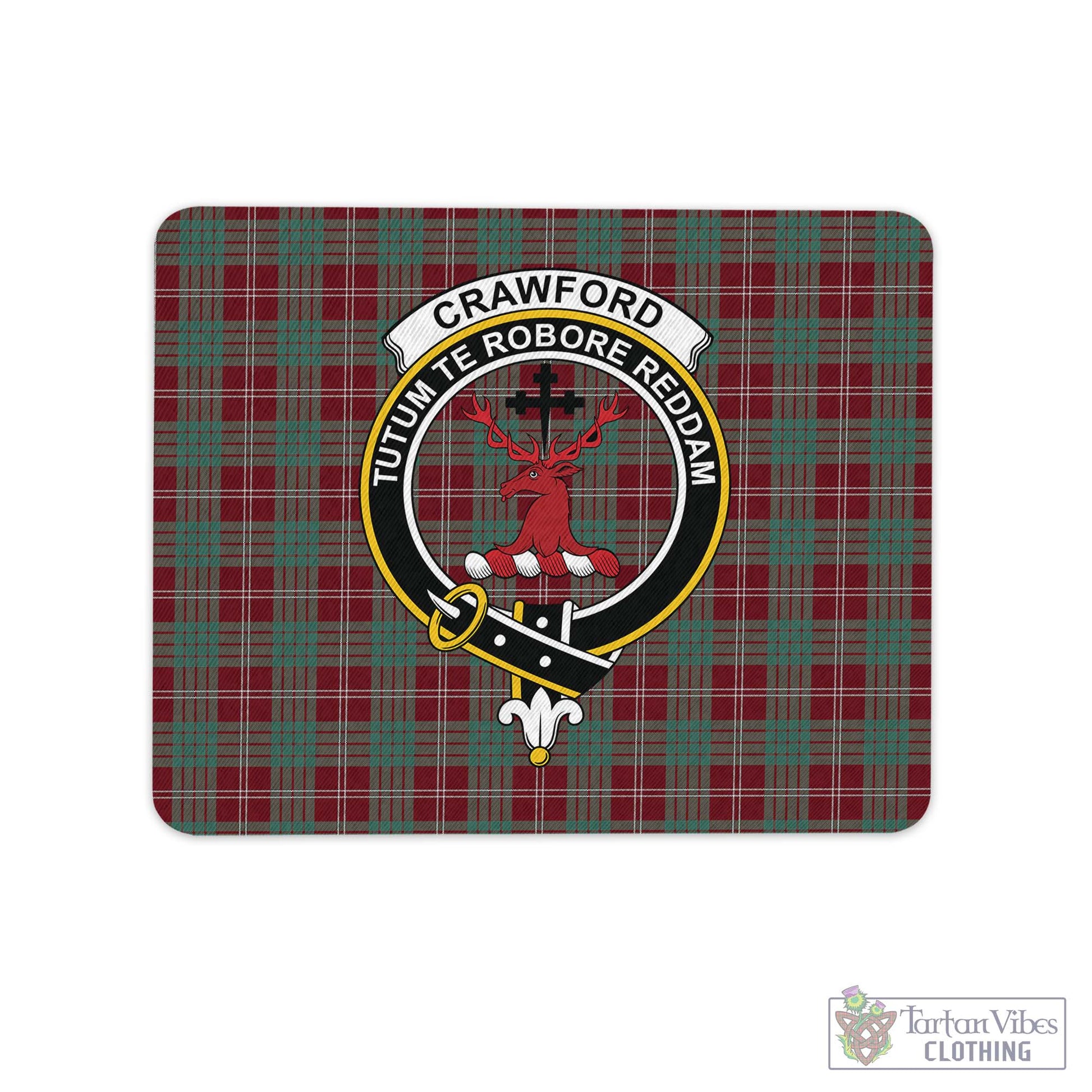 Tartan Vibes Clothing Crawford Modern Tartan Mouse Pad with Family Crest