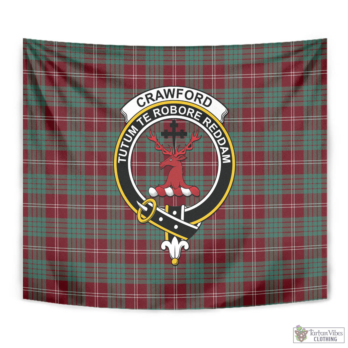 Tartan Vibes Clothing Crawford Modern Tartan Tapestry Wall Hanging and Home Decor for Room with Family Crest