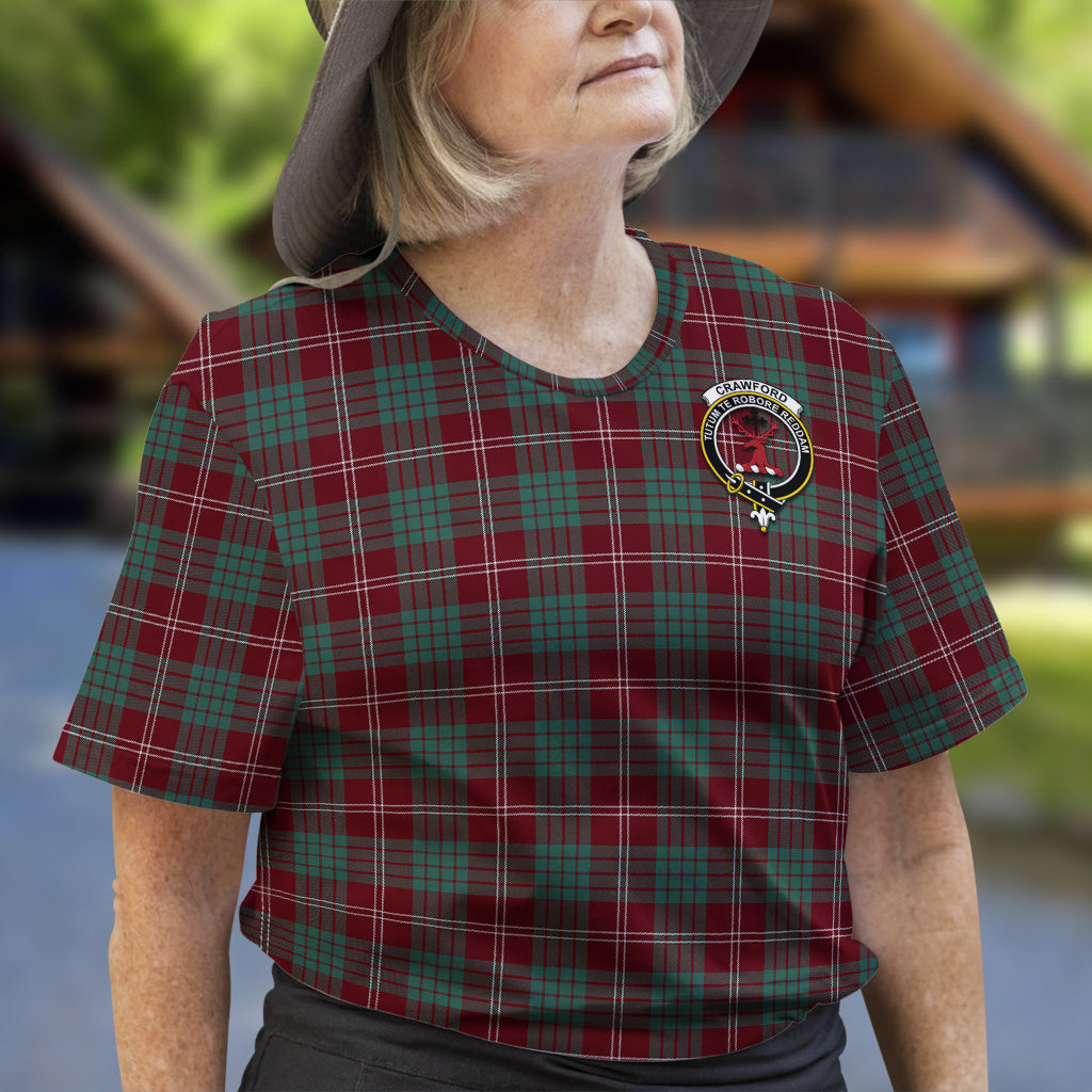 Crawford Modern Tartan T-Shirt with Family Crest - Tartan Vibes Clothing