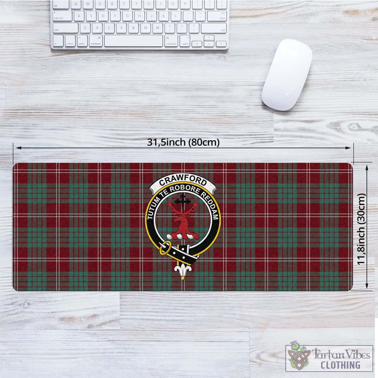 Tartan Vibes Clothing Crawford Modern Tartan Mouse Pad with Family Crest