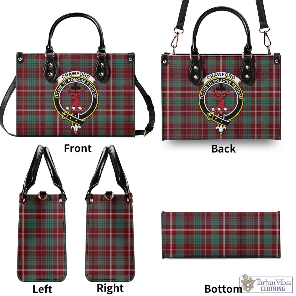 Tartan Vibes Clothing Crawford Modern Tartan Luxury Leather Handbags with Family Crest