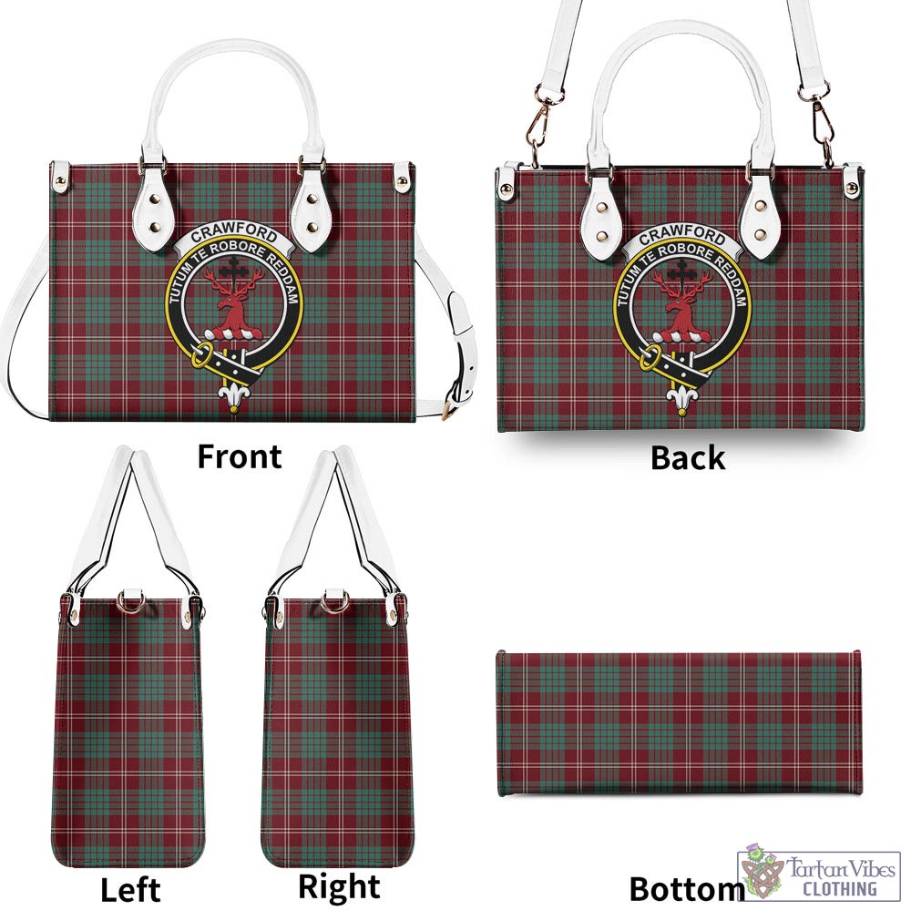 Tartan Vibes Clothing Crawford Modern Tartan Luxury Leather Handbags with Family Crest