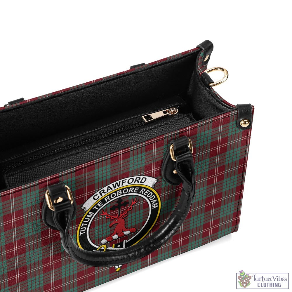 Tartan Vibes Clothing Crawford Modern Tartan Luxury Leather Handbags with Family Crest