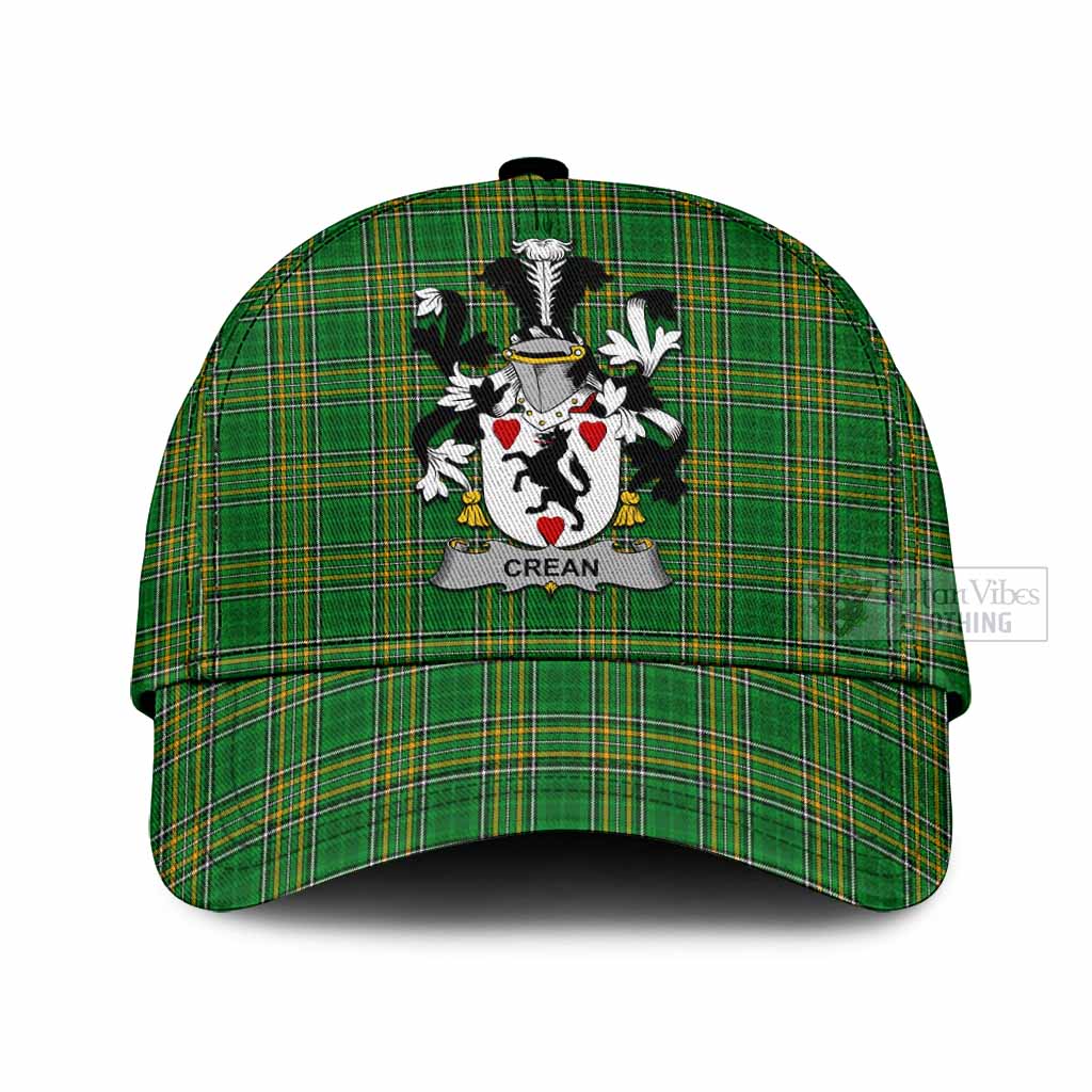 Tartan Vibes Clothing Crean Irish Clan Tartan Classic Cap with Coat of Arms