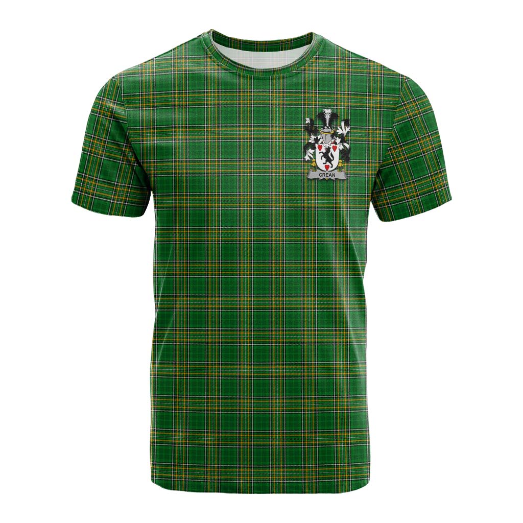 Tartan Vibes Clothing Crean Irish Clan Tartan Cotton T-shirt with Coat of Arms