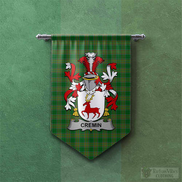Cremin Irish Clan Tartan Gonfalon, Tartan Banner with Coat of Arms Chevron - Tartan Vibes Clothing