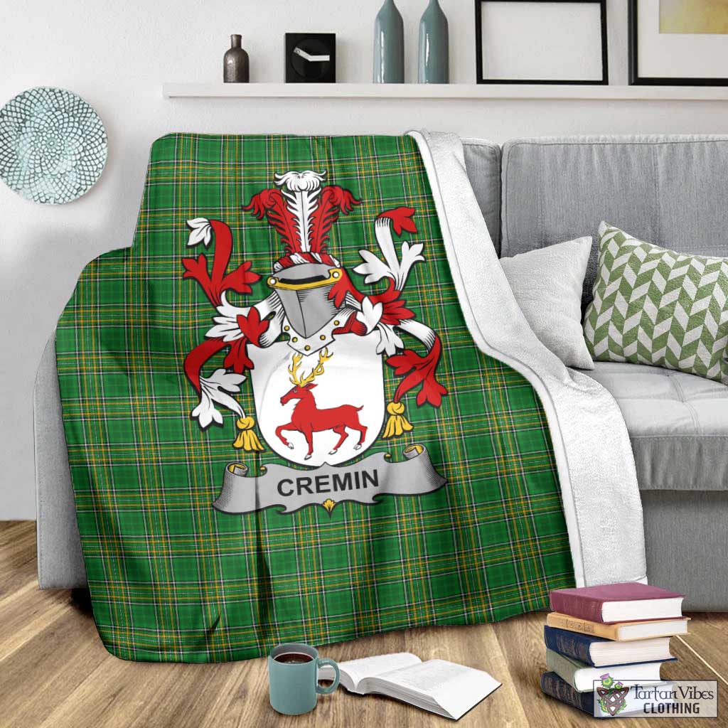 Tartan Vibes Clothing Cremin Irish Clan Tartan Blanket with Coat of Arms