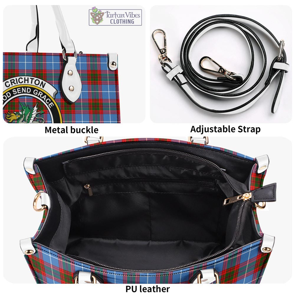 Tartan Vibes Clothing Crichton Tartan Luxury Leather Handbags with Family Crest