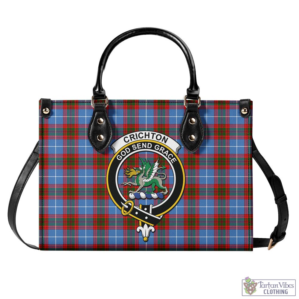 Tartan Vibes Clothing Crichton Tartan Luxury Leather Handbags with Family Crest