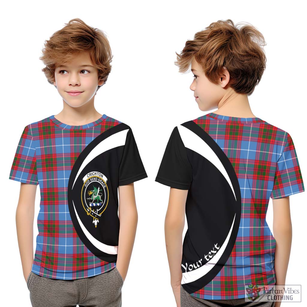 Tartan Vibes Clothing Crichton Tartan Kid T-Shirt with Family Crest Circle Style