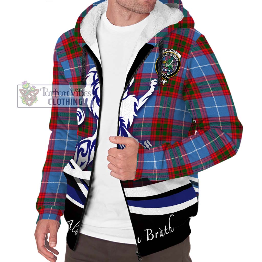 Tartan Vibes Clothing Crichton Tartan Sherpa Hoodie with Alba Gu Brath Regal Lion Emblem