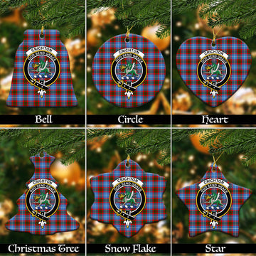 Crichton (Crighton) Tartan Christmas Ceramic Ornaments with Family Crest