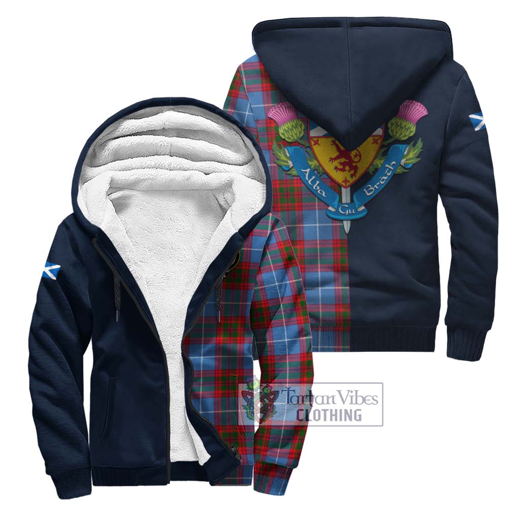 Tartan Vibes Clothing Crichton Tartan Sherpa Hoodie with Scottish Lion Royal Arm Half Style