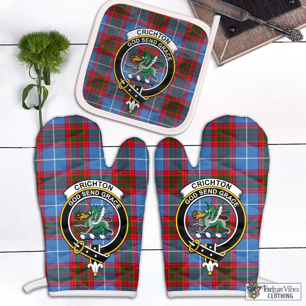 Tartan Vibes Clothing Crichton Tartan Combo Oven Mitt & Pot-Holder with Family Crest