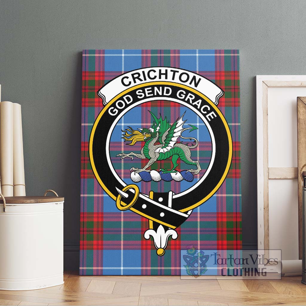 Tartan Vibes Clothing Crichton Tartan Canvas Print Wall Art with Family Crest