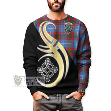 Crichton (Crighton) Tartan Sweatshirt with Family Crest and Celtic Symbol Style