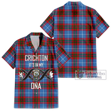 Crichton (Crighton) Tartan Short Sleeve Button Shirt with Family Crest DNA In Me Style