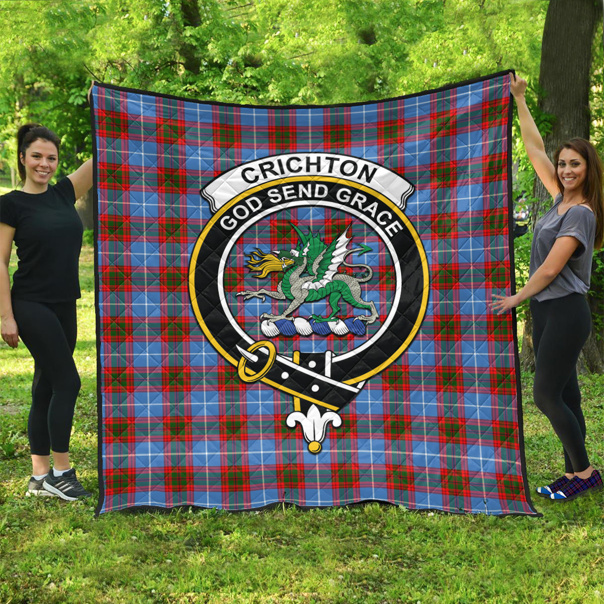 Crichton Tartan Quilt with Family Crest