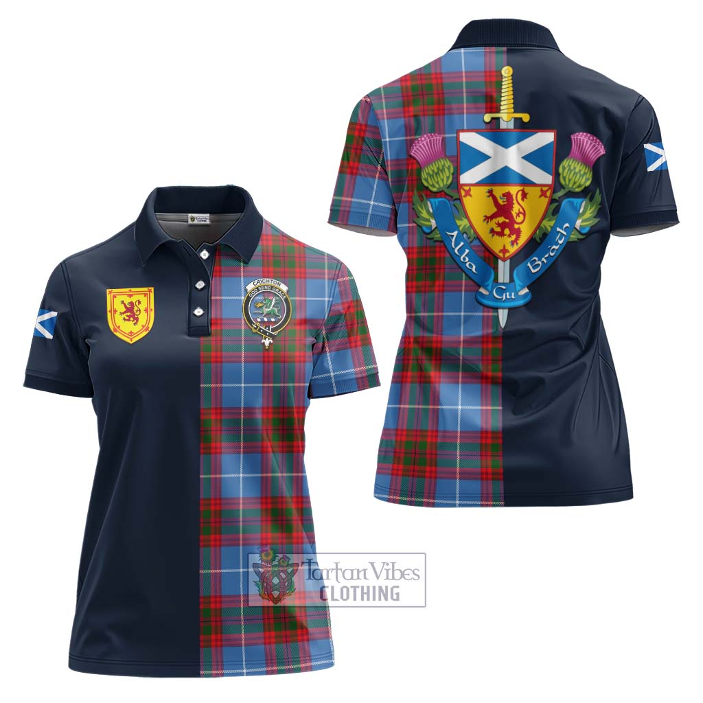 Tartan Vibes Clothing Crichton Tartan Women's Polo Shirt with Scottish Lion Royal Arm Half Style