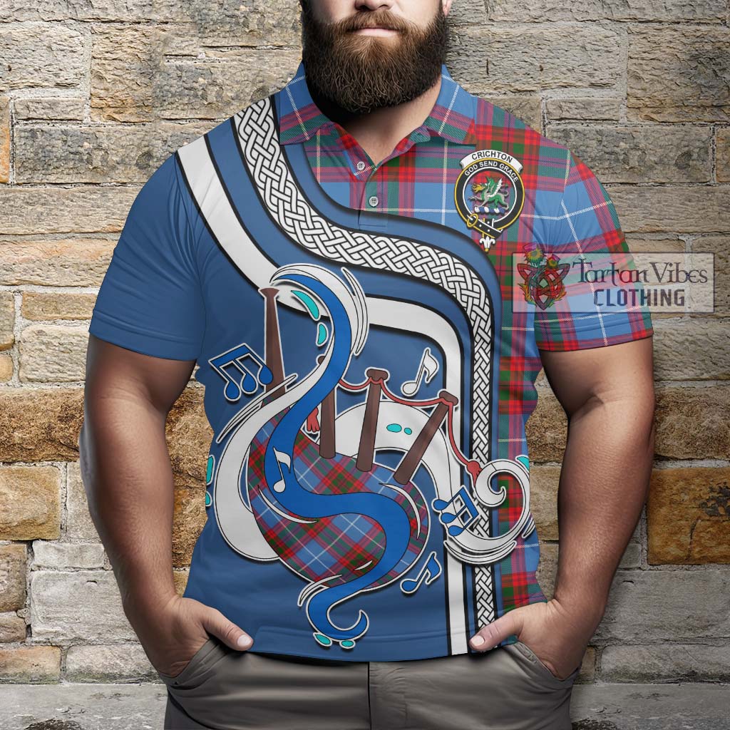 Tartan Vibes Clothing Crichton Tartan Polo Shirt with Epic Bagpipe Style