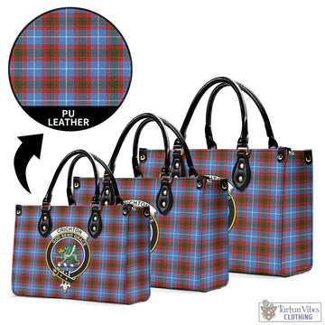 Crichton Tartan Luxury Leather Handbags with Family Crest