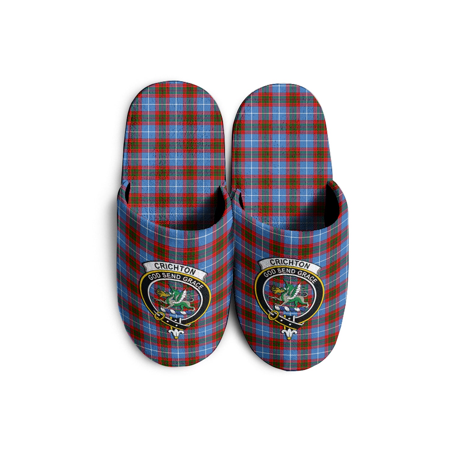 Crichton Tartan Home Slippers with Family Crest - Tartanvibesclothing