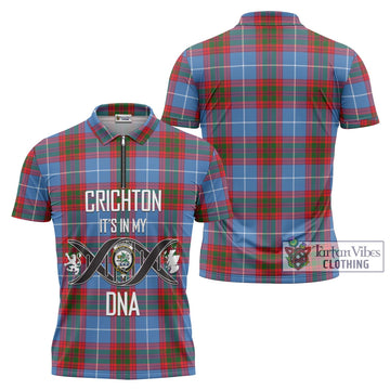 Crichton (Crighton) Tartan Zipper Polo Shirt with Family Crest DNA In Me Style