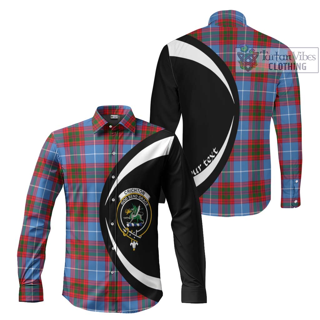 Crichton (Crighton) Tartan Long Sleeve Button Up with Family Crest Circle Style Men's Shirt S - Tartan Vibes Clothing