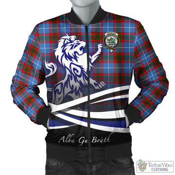 Crichton Tartan Bomber Jacket with Alba Gu Brath Regal Lion Emblem