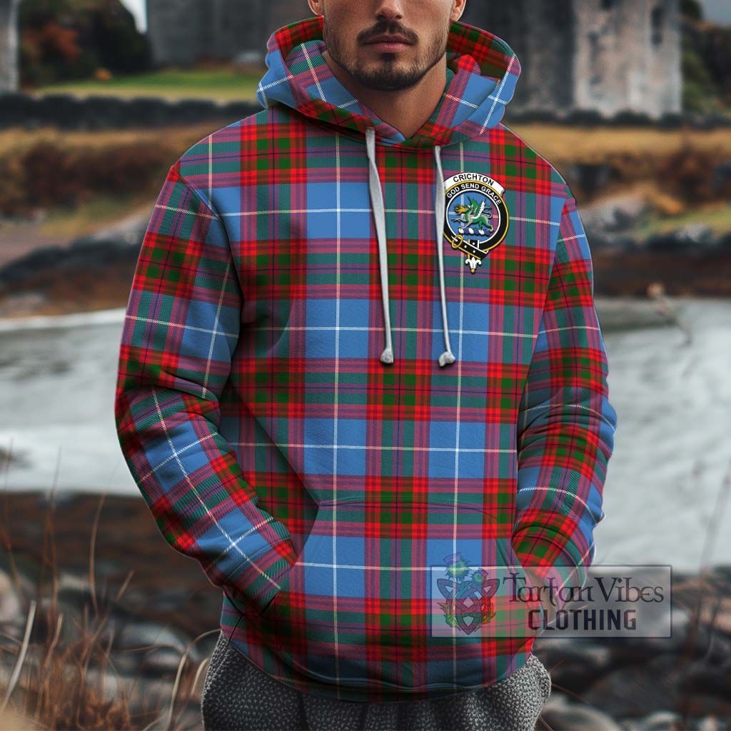 Tartan Vibes Clothing Crichton Tartan Cotton Hoodie with Family Crest