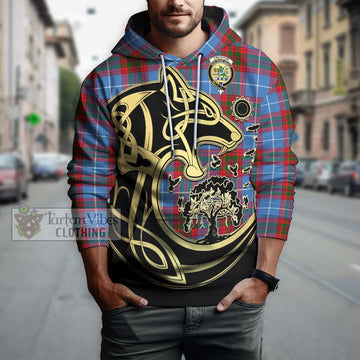 Crichton Tartan Hoodie with Family Crest Celtic Wolf Style