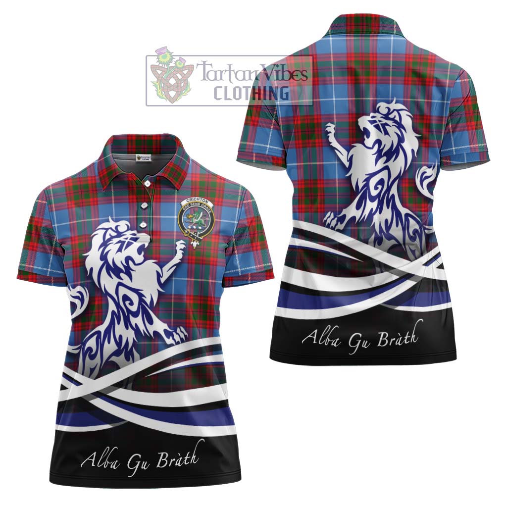 Tartan Vibes Clothing Crichton Tartan Women's Polo Shirt with Alba Gu Brath Regal Lion Emblem