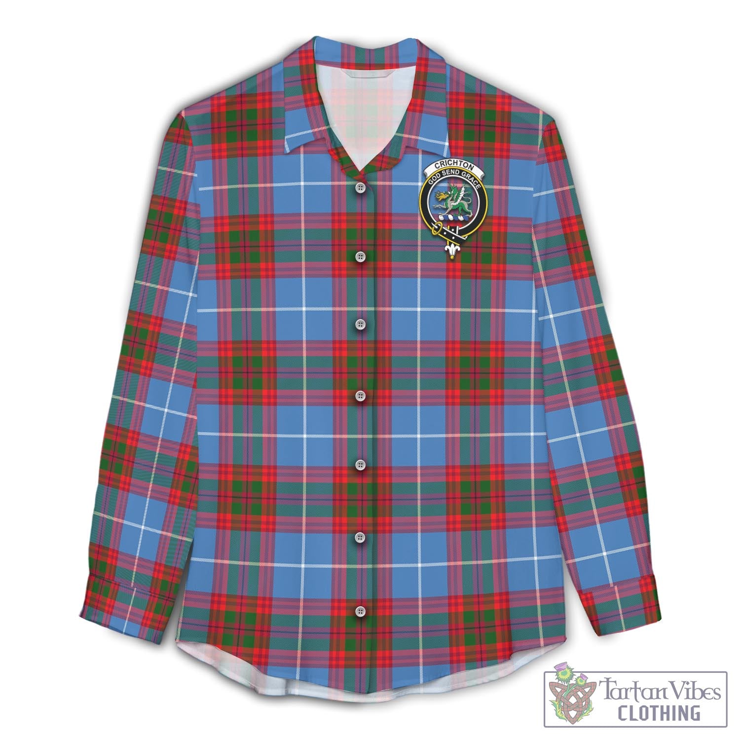 Tartan Vibes Clothing Crichton Tartan Womens Casual Shirt with Family Crest