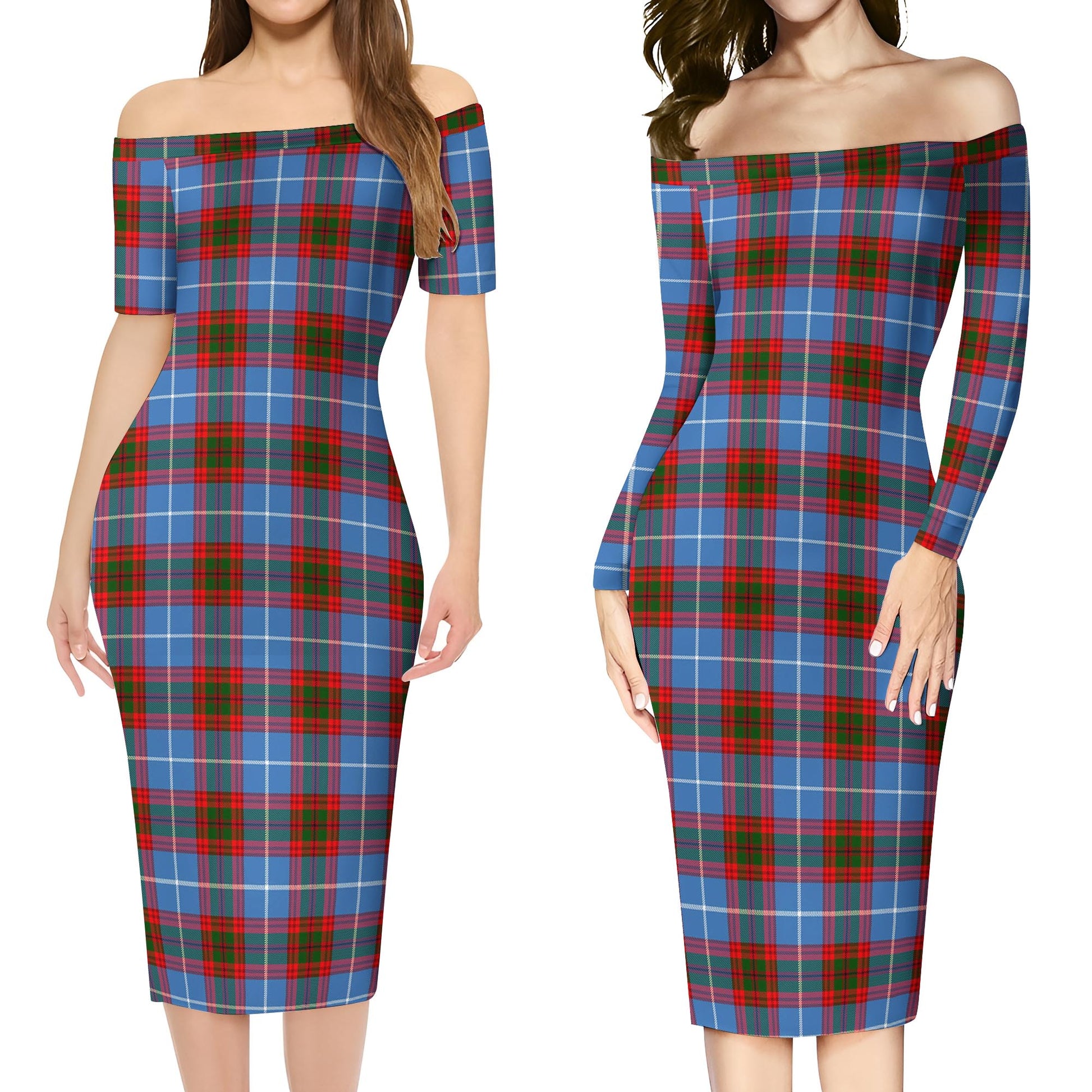 Crichton Tartan Off Shoulder Lady Dress Women's Dress - Tartanvibesclothing