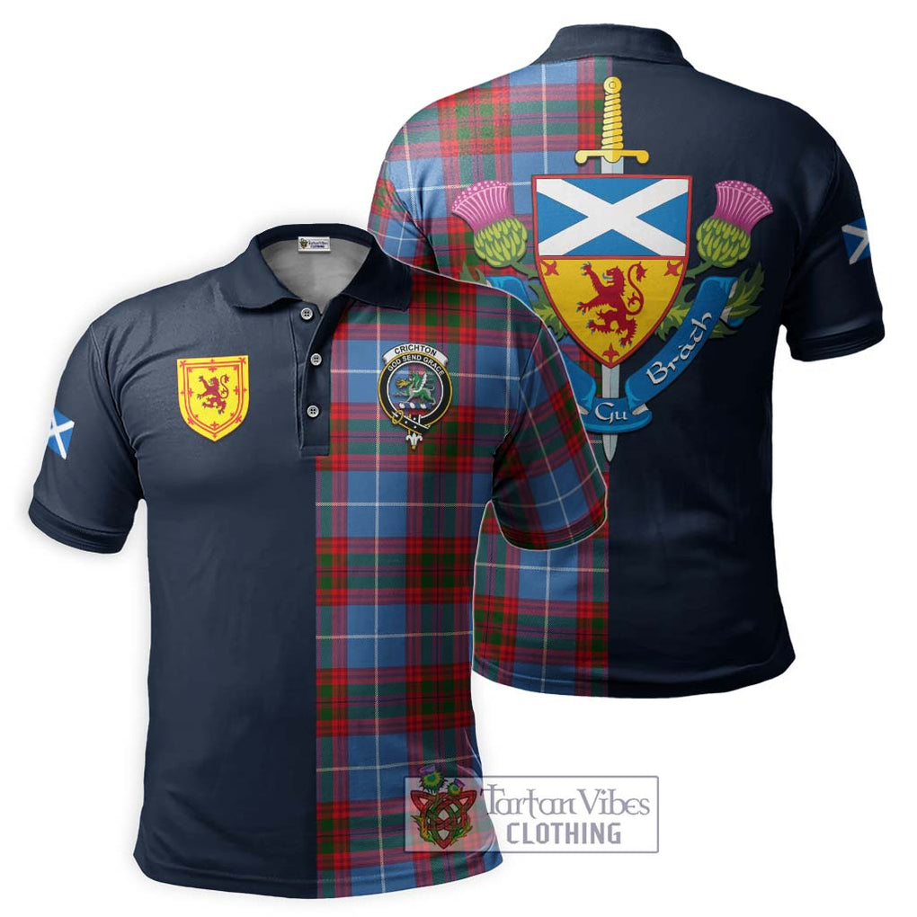 Tartan Vibes Clothing Crichton Tartan Polo Shirt with Scottish Lion Royal Arm Half Style