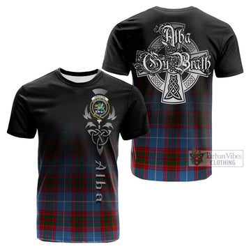 Crichton (Crighton) Tartan Cotton T-shirt Featuring Alba Gu Brath Family Crest Celtic Inspired