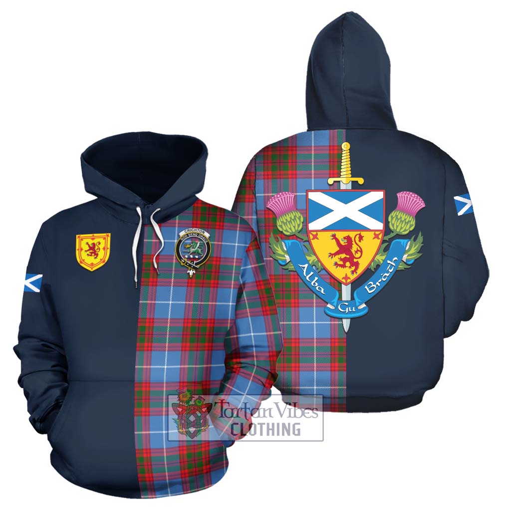 Tartan Vibes Clothing Crichton Tartan Hoodie with Scottish Lion Royal Arm Half Style