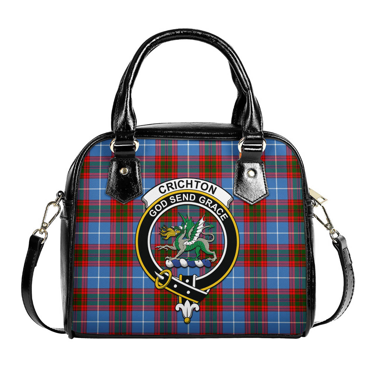 Crichton Tartan Shoulder Handbags with Family Crest One Size 6*25*22 cm - Tartanvibesclothing