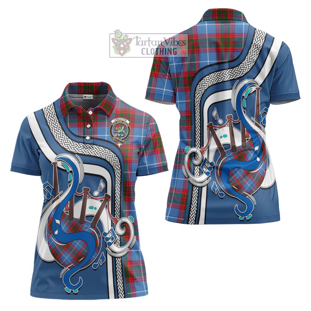 Tartan Vibes Clothing Crichton Tartan Women's Polo Shirt with Epic Bagpipe Style