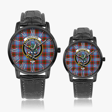 Crichton (Crighton) Tartan Family Crest Leather Strap Quartz Watch