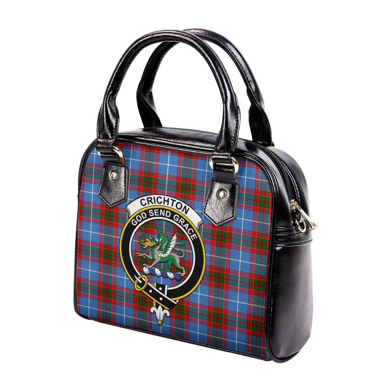 Crichton Tartan Shoulder Handbags with Family Crest - Tartanvibesclothing