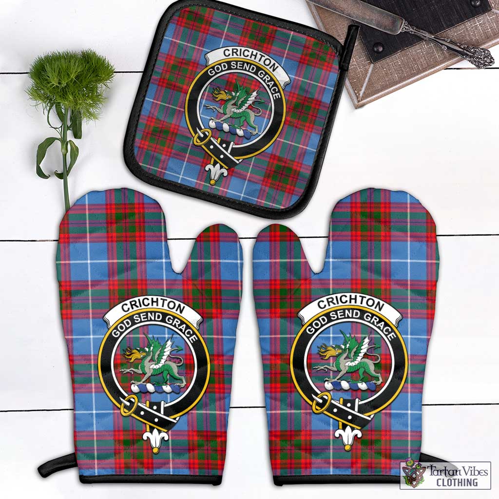 Tartan Vibes Clothing Crichton Tartan Combo Oven Mitt & Pot-Holder with Family Crest