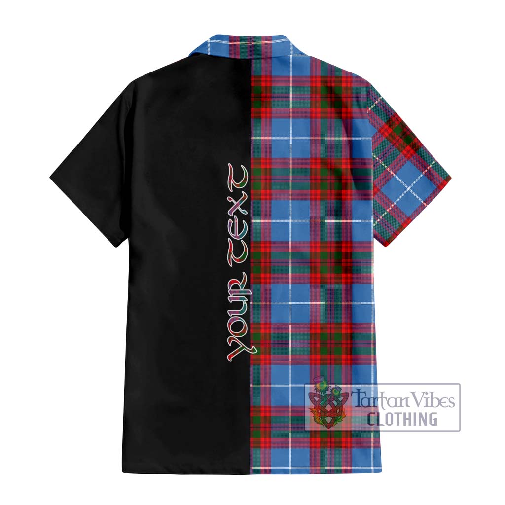 Tartan Vibes Clothing Crichton Tartan Short Sleeve Button Shirt with Family Crest and Half Of Me Style