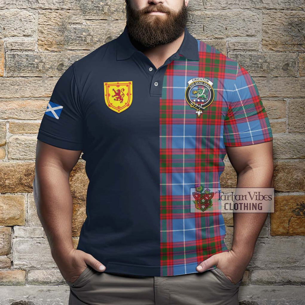 Tartan Vibes Clothing Crichton Tartan Polo Shirt with Scottish Lion Royal Arm Half Style