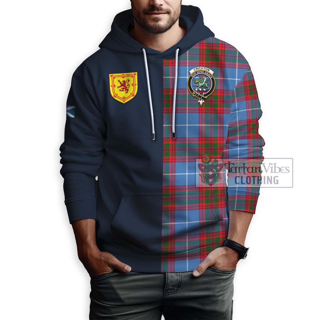 Tartan Vibes Clothing Crichton Tartan Hoodie with Scottish Lion Royal Arm Half Style