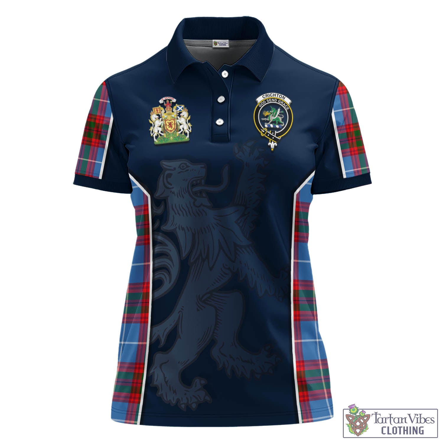 Tartan Vibes Clothing Crichton Tartan Women's Polo Shirt with Family Crest and Lion Rampant Vibes Sport Style