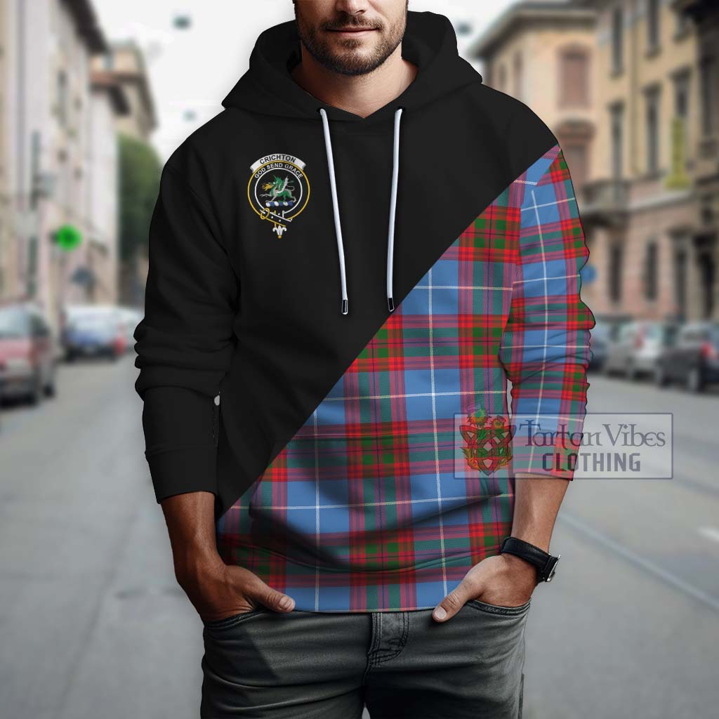 Tartan Vibes Clothing Crichton Tartan Hoodie with Family Crest and Military Logo Style