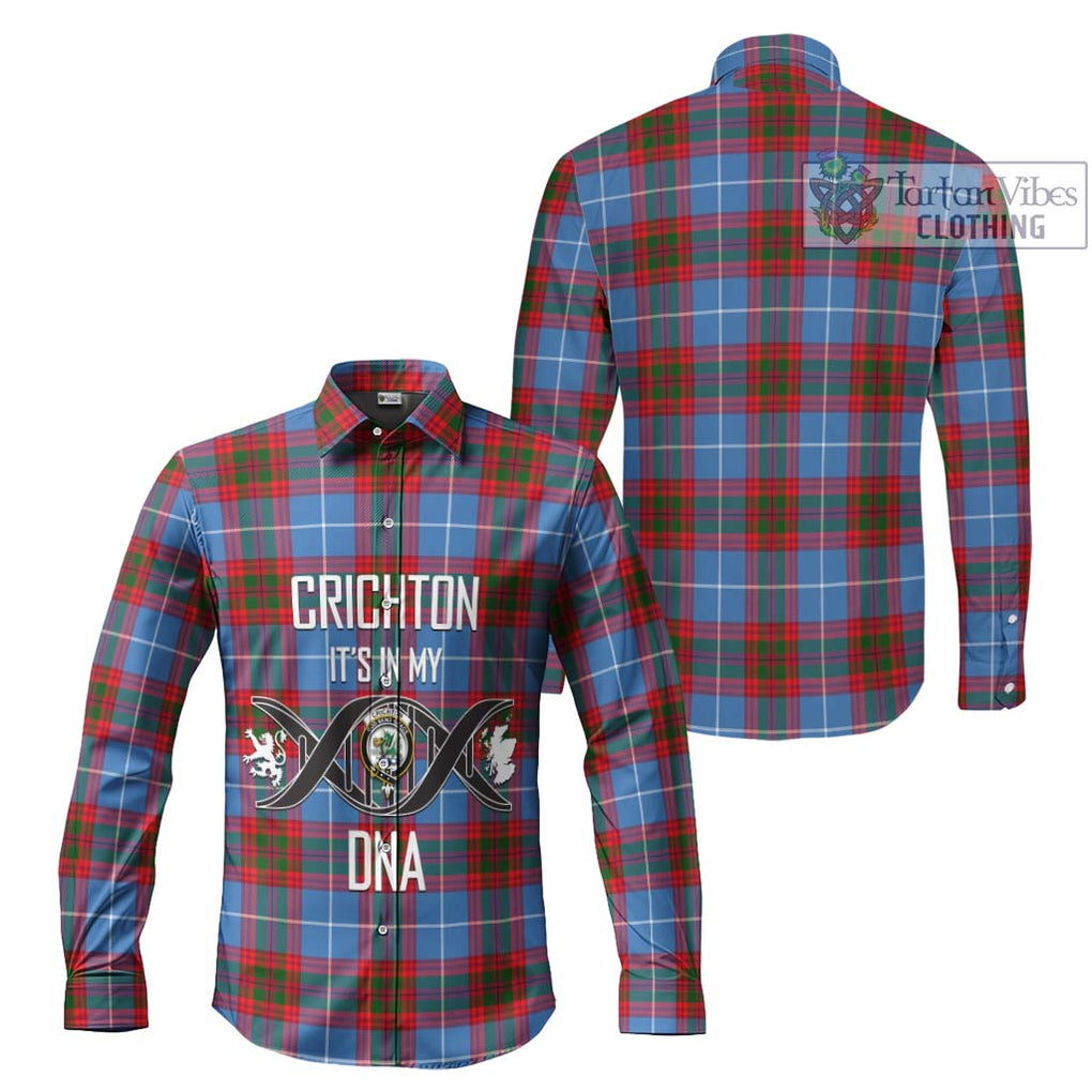 Crichton (Crighton) Tartan Long Sleeve Button Shirt with Family Crest DNA In Me Style Men's Shirt - Tartanvibesclothing Shop